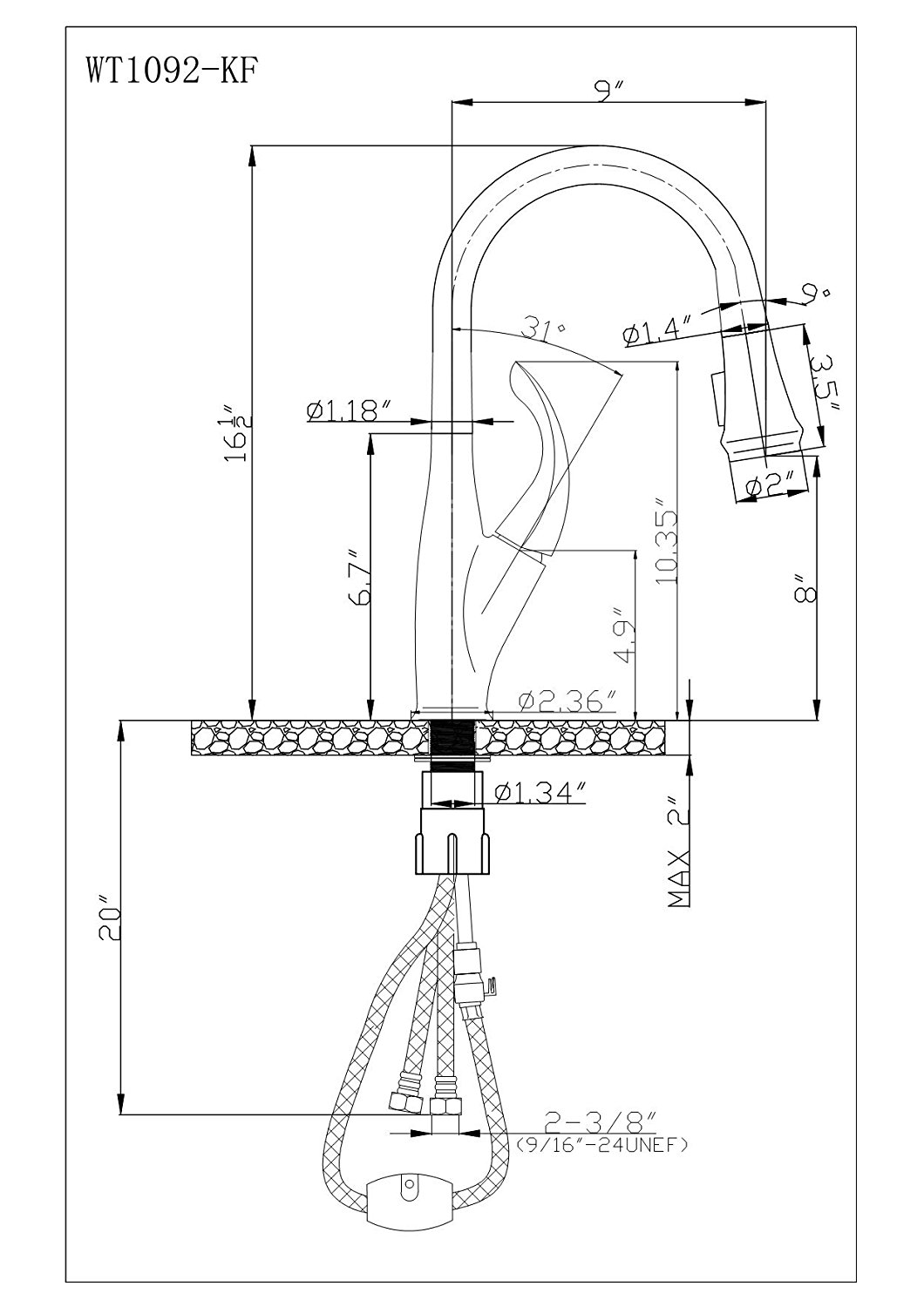 Moa Brushed Nickel Kitchen Sink Faucet